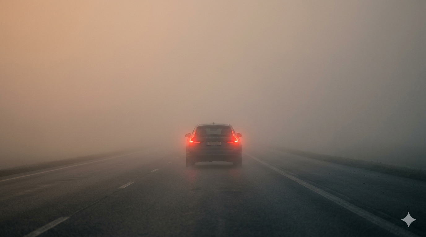 Bagende af bil i tåget vejr